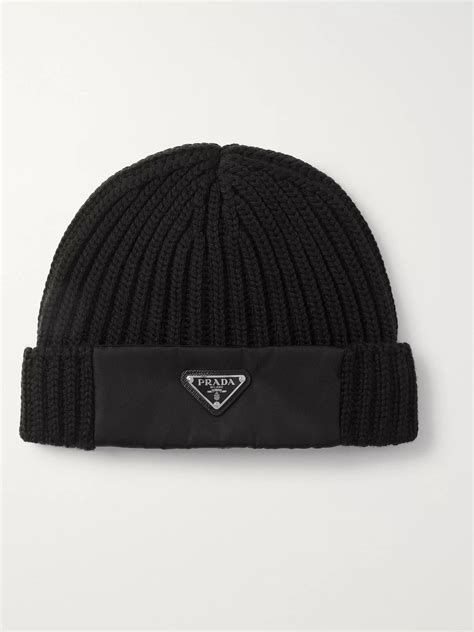 prada logo beanie hat|Prada nylon beanie.